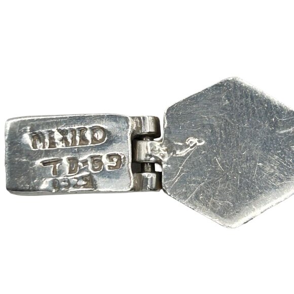 Taxco Mexico 925 Sterling Silver and Turquoise 4.2mm Hexagon Link Bracelet - 8" - Picture 5 of 5